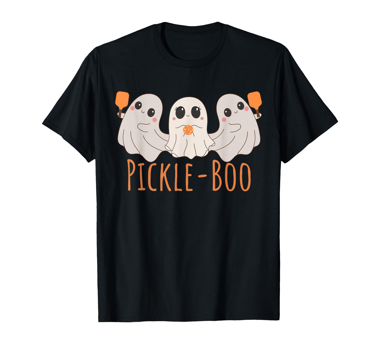 Fun Pickle-boo Ghost Playing Pickleball Halloween Paddleball T-Shirt