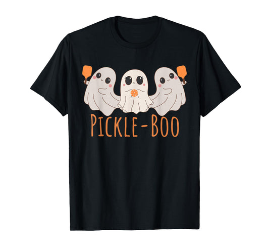 Fun Pickle-boo Ghost Playing Pickleball Halloween Paddleball T-Shirt