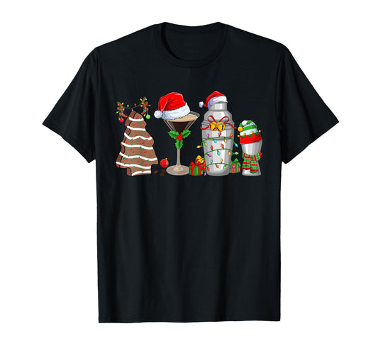 Christmas Cocktail Espresso Martini Drinking Party Bartender T-Shirt