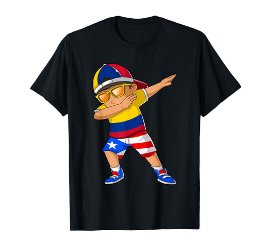 Half Colombian Half Puerto Rican Boy Colombia Flag T-Shirt
