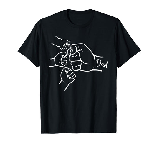 Fist Bump Dad Of Three Father Of 3 Daddy Happy Father's Day T-Shirt