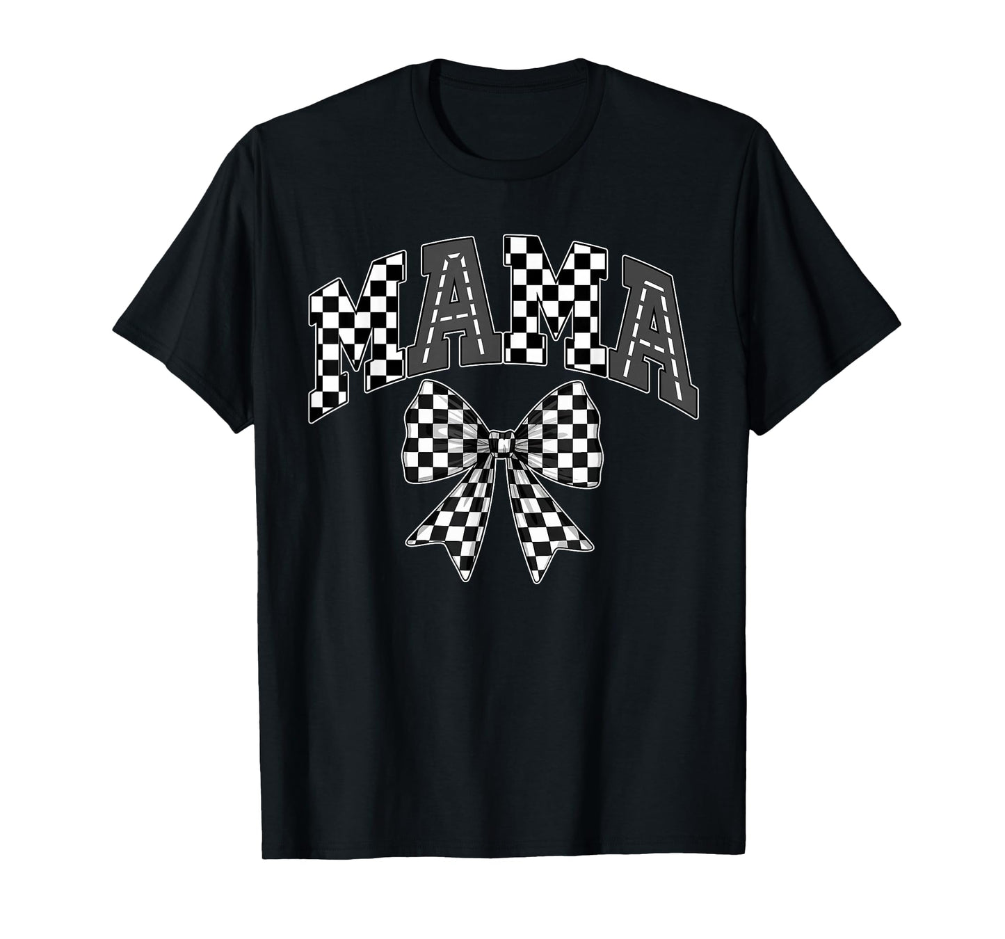 Mama Racing Race Car Checkered Family Birthday Matching T-Shirt