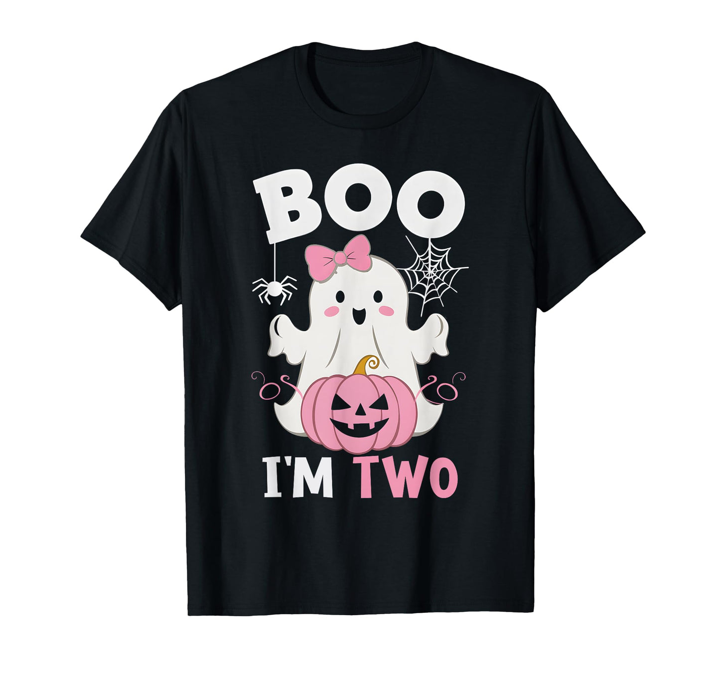 Ghost Boo I'm Two Year 2nd Birthday Girls Halloween Groovy T-Shirt