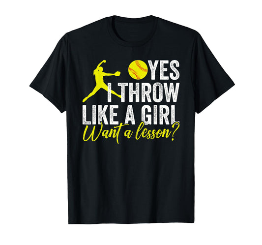 Funny Women's Softball I Know I Throw Like A Girl Pitcher T-Shirt