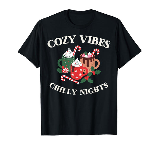 Cozy Vibes Chilly Nights Holiday Cocoa Art T-Shirt