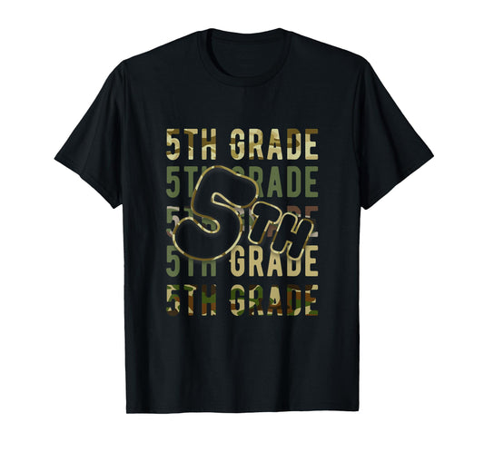 Camo Team 5th Grade Squad Back To School Teacher Kids Boys T-Shirt
