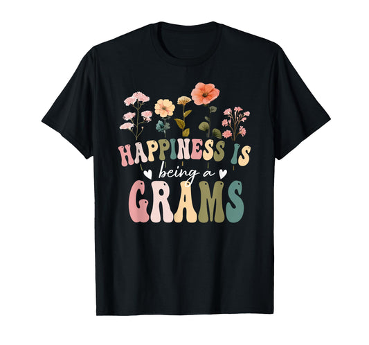 Happiness is Being a Grams Floral Design Grams Mother's Day T-Shirt