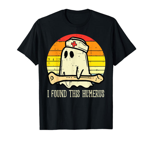 I Found This Humerus Funny Halloween Nurse Fall Scrub Women T-Shirt