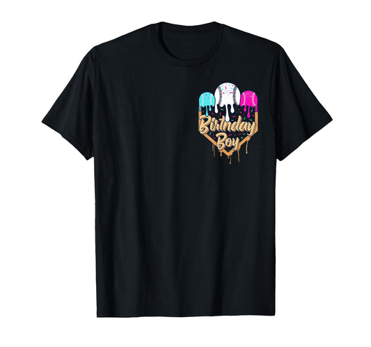 9th Birthday Baseball Ice Cream Drip Sprinkles 9 Year Old T-Shirt
