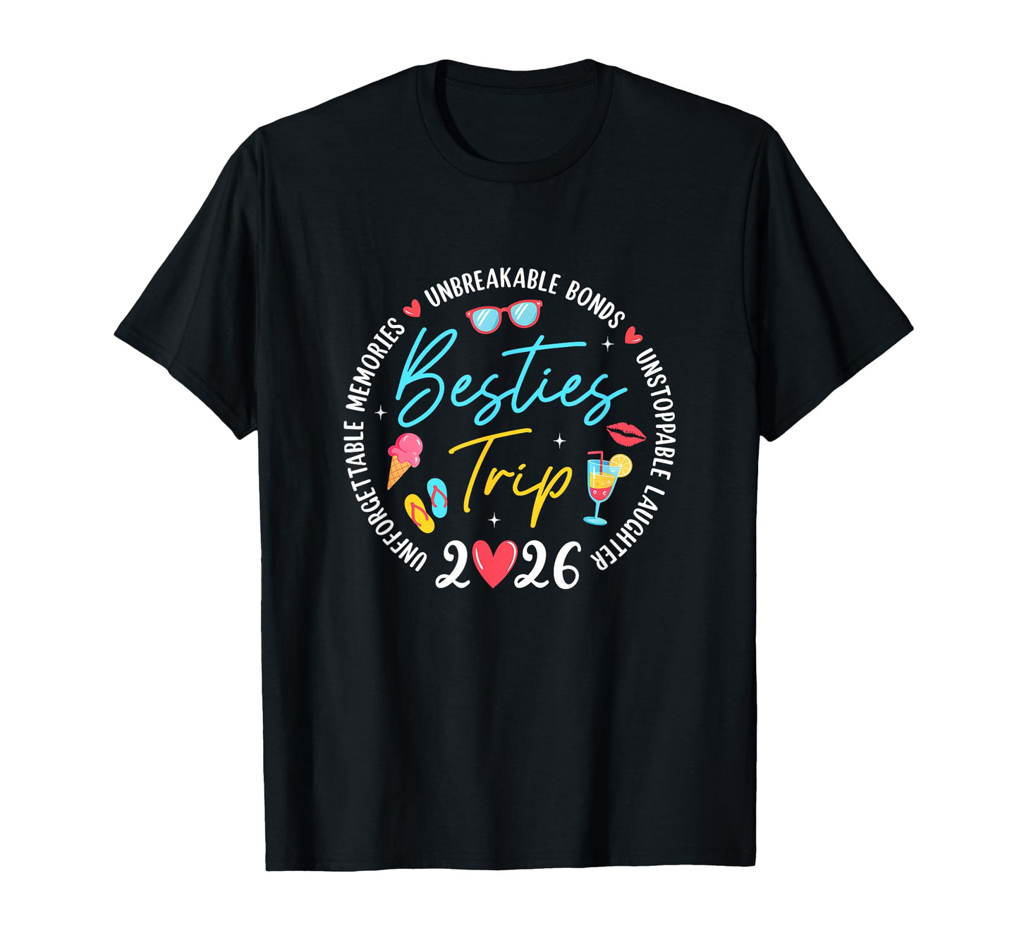 Besties Trip 2026 Memories Girls Friends Trip Vacation Retro T-Shirt