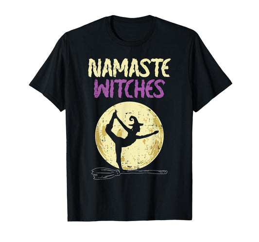 Namaste Witches T-Shirt Halloween Yoga Lover Costume Moon T-Shirt