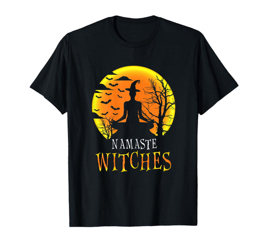 Womens Yoga Funny Namaste Witches Halloween Girls Women Gift T-Shirt