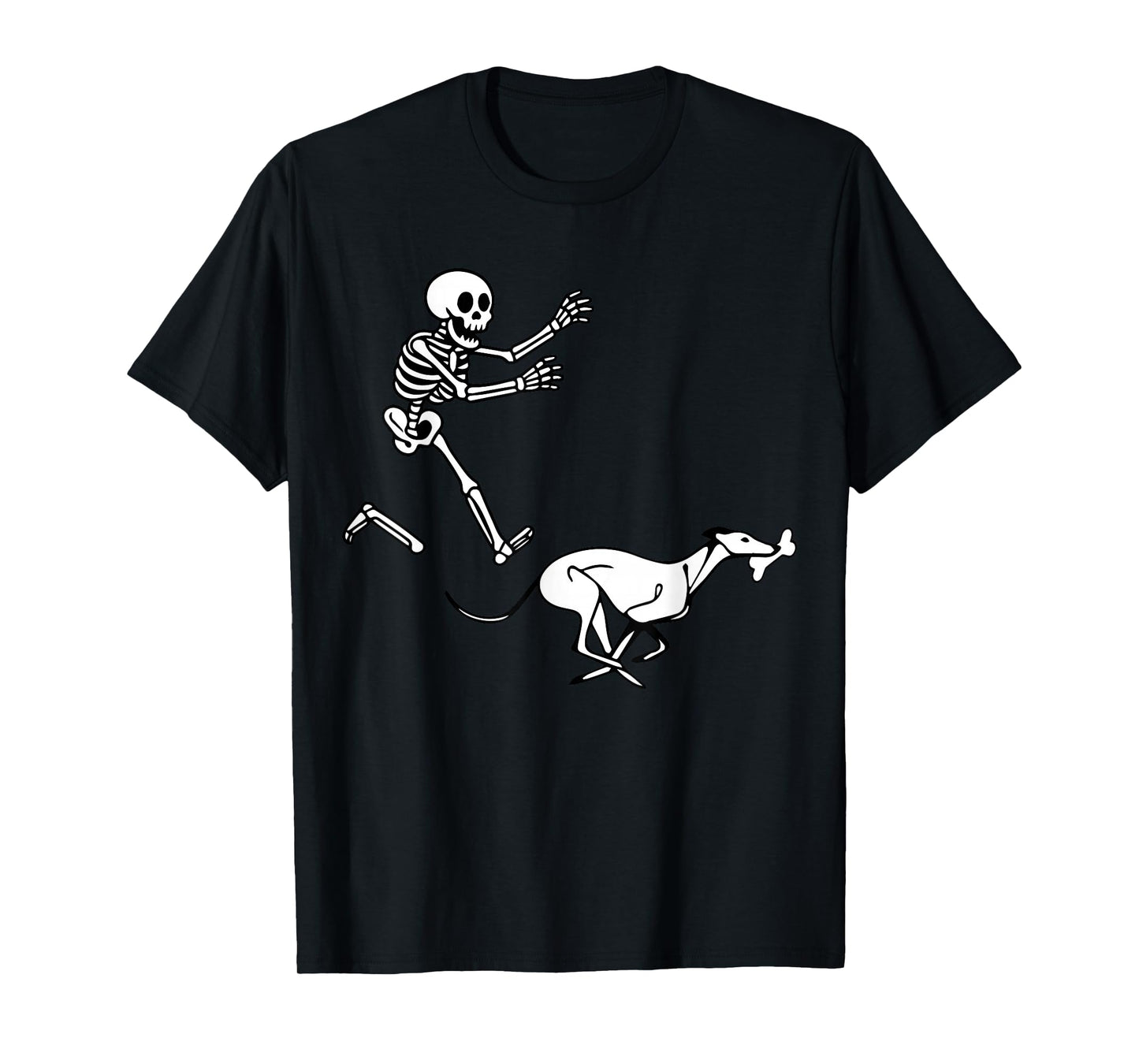 Funny Greyhound Running Skeleton Halloween T-Shirt