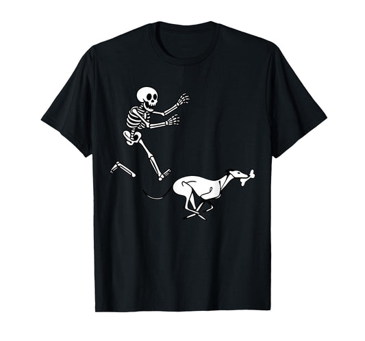 Funny Greyhound Running Skeleton Halloween T-Shirt