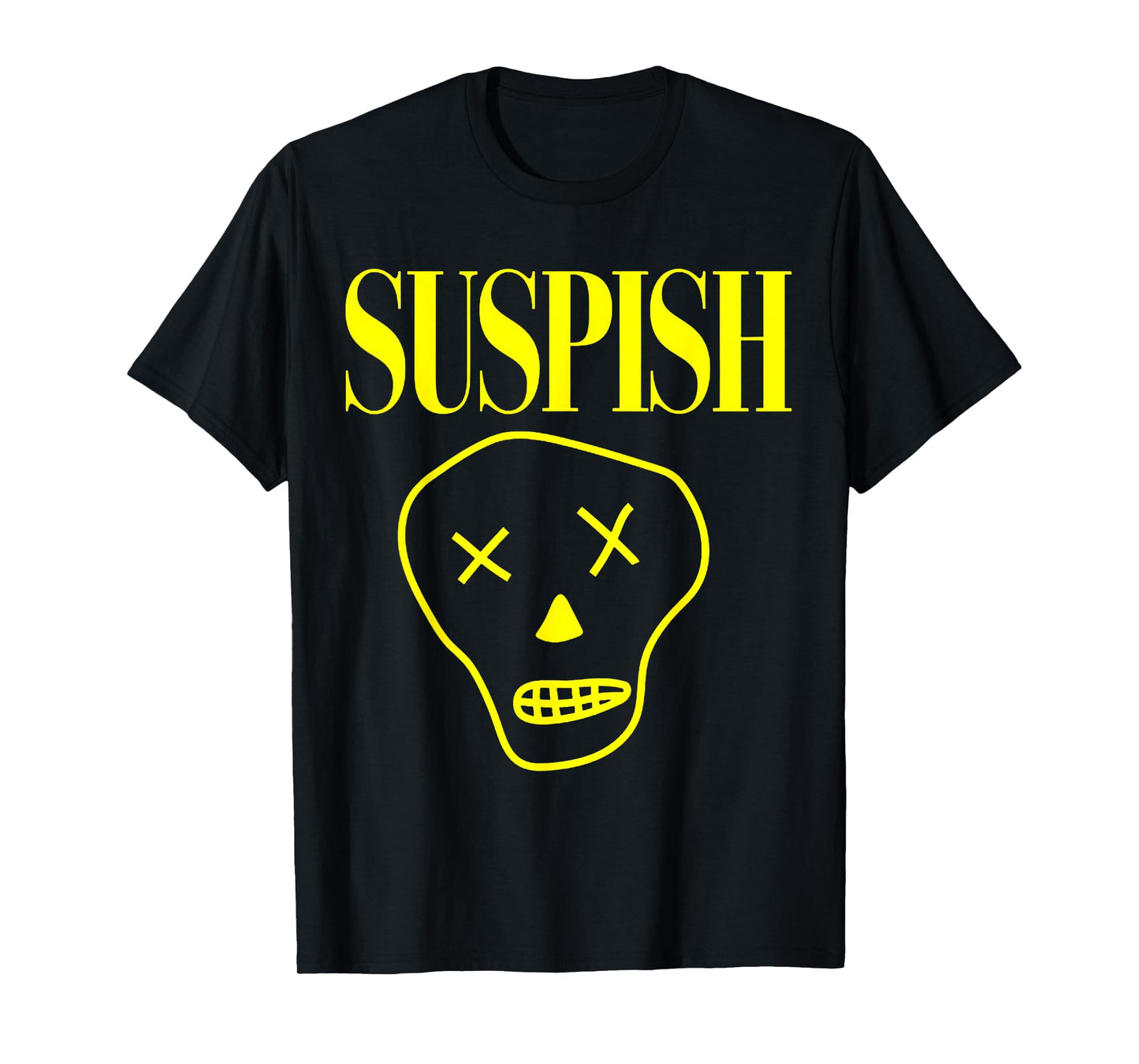 Suspish Skull Design Funny Cartoon Spooky True Crime T-Shirt
