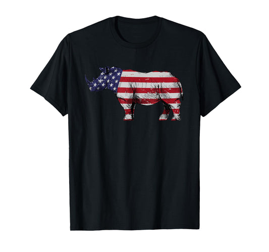 Cool Rhino Design For Men Women Rhinoceros 4th Of July Rhino T-Shirt