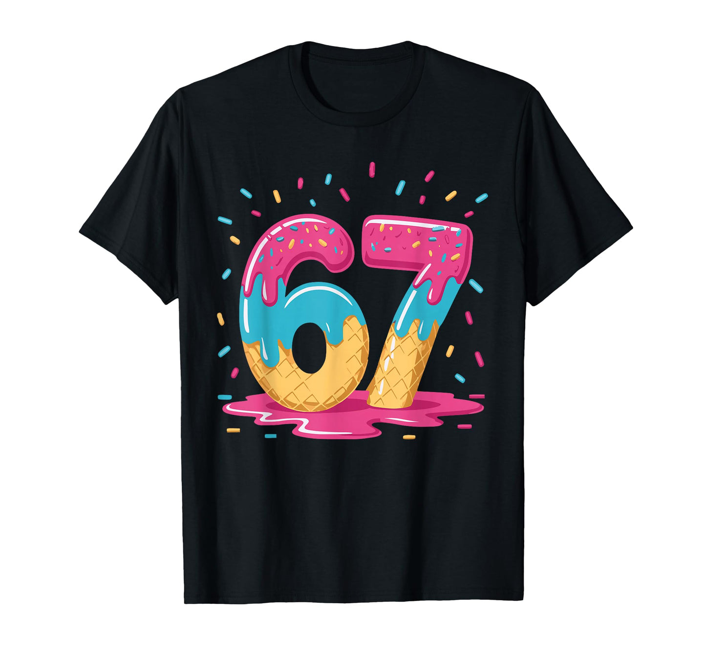67 Ice Cream Drip Meme Six Seven Gen Alpha Slang T-Shirt