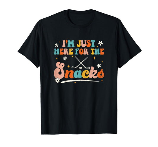 Funny Just Here For The Snacks Hockey Groovy Women Kids T-Shirt