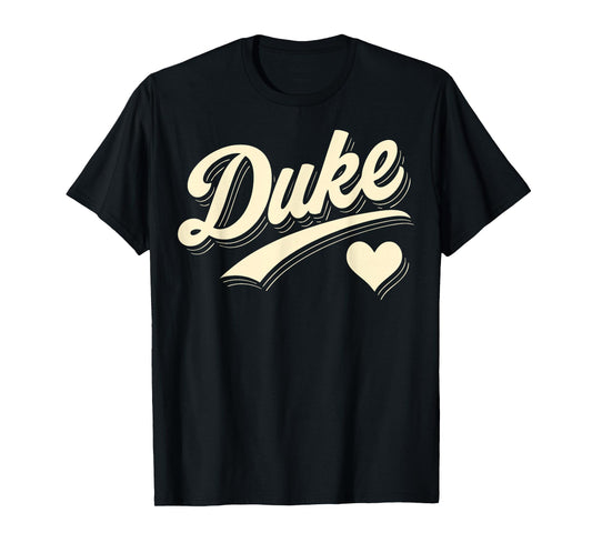 Duke Retro Script Heart Gift for Men Women Kid Boy Girl T-Shirt
