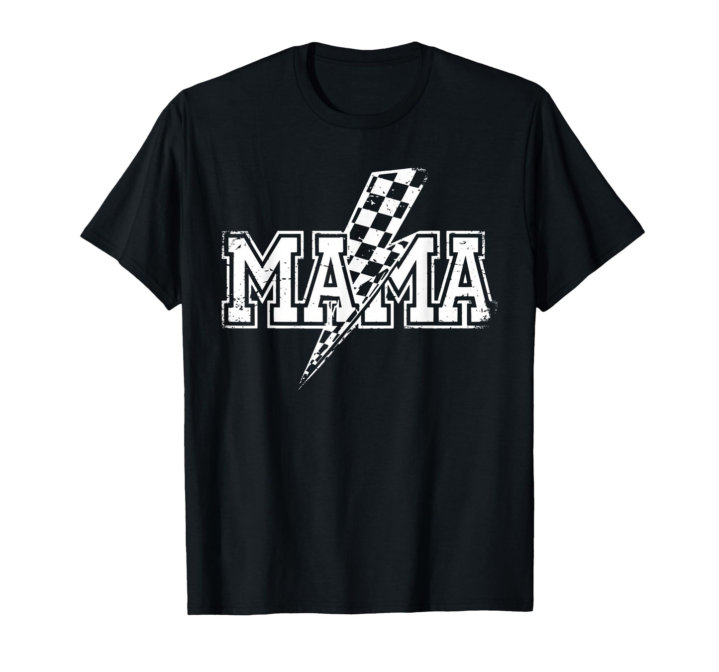 Mama Lightning Bolt Checkered Varsity Mom Women Mother's Day T-Shirt