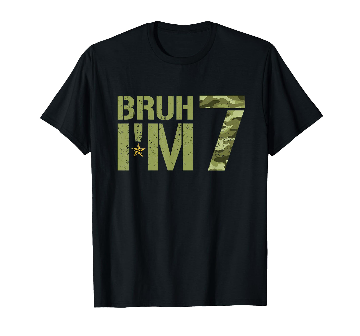 Bruh It's My 7th Birthday I'm 7 Birthday Retro Camo T-Shirt