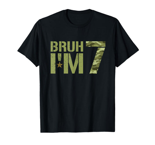 Bruh It's My 7th Birthday I'm 7 Birthday Retro Camo T-Shirt