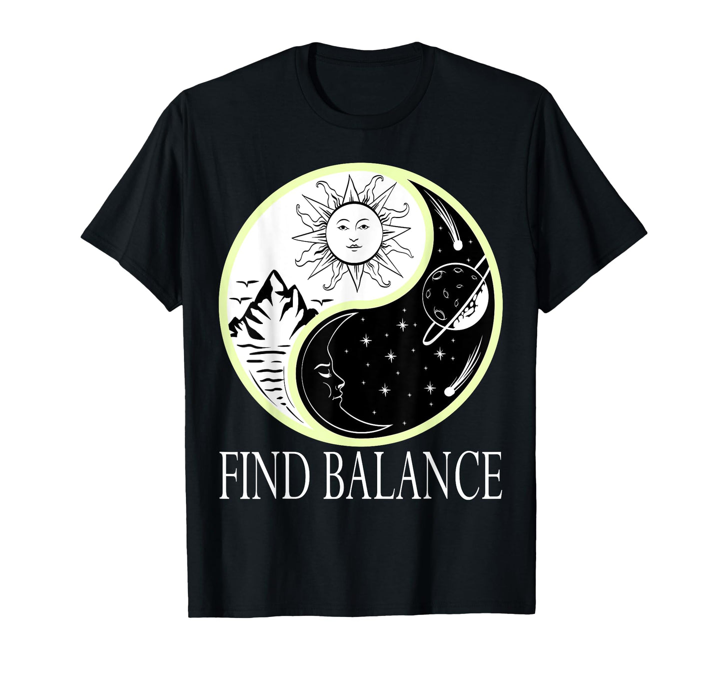 Find Balance Yin Yang Positive Vibes Yoga Motivation T-Shirt