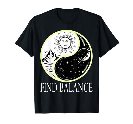 Find Balance Yin Yang Positive Vibes Yoga Motivation T-Shirt