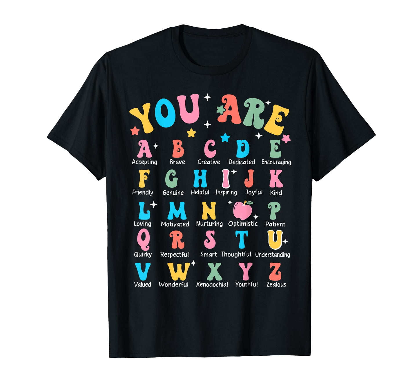 Alphabet Kindergarten Elementary School Teachers Students T-Shirt