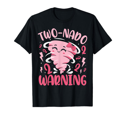 Two-nado Warning 2nd Birthday Pink Tornado Birthday T-Shirt