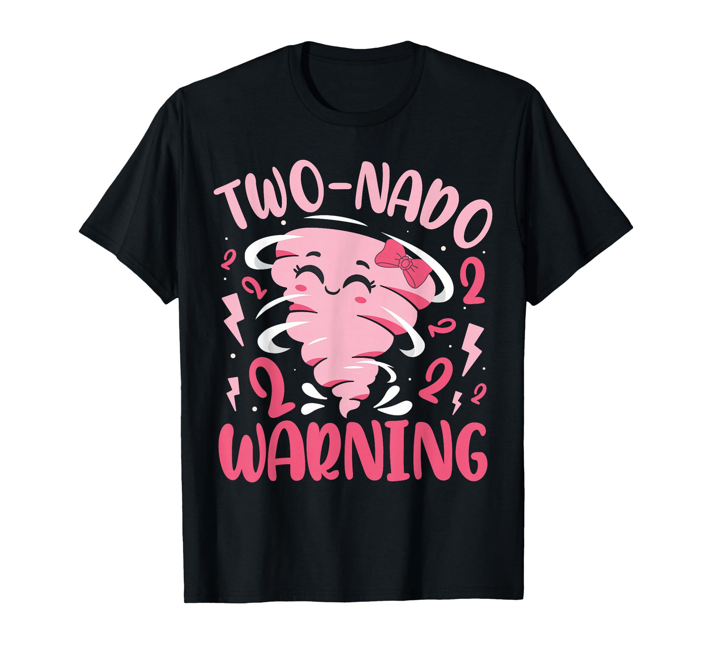 Kids Two-nado Warning 2nd Birthday Pink Tornado Birthday T-Shirt
