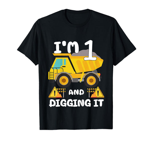 Kids 1st Birthday Construction Birthday Boy 1 Dump Truck BDay T-Shirt
