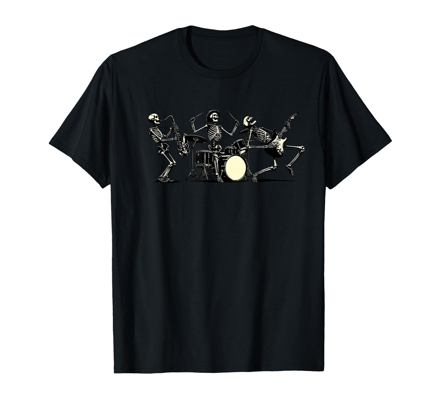 Retro Rock Music Skeleton Funny Vintage Skeleton Band Music T-Shirt