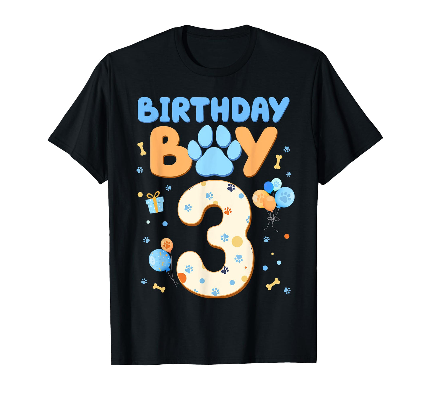 3nd Birthday Boy Blue Dog Theme Party two Cool 3 Year Old T-Shirt