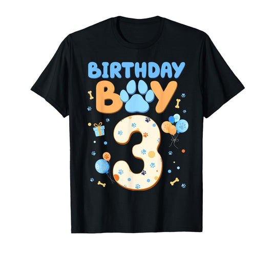 3nd Birthday Boy Blue Dog Theme Party two Cool 3 Year Old T-Shirt
