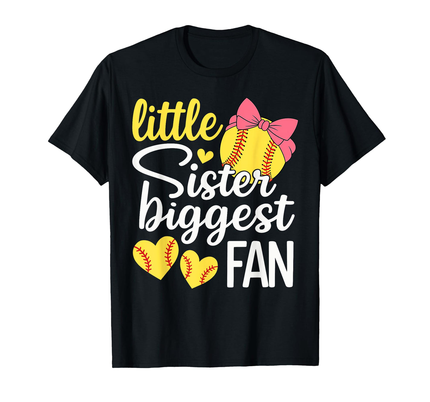 Softball Little Sister Biggest Fan Softball Sister Toddler T-Shirt
