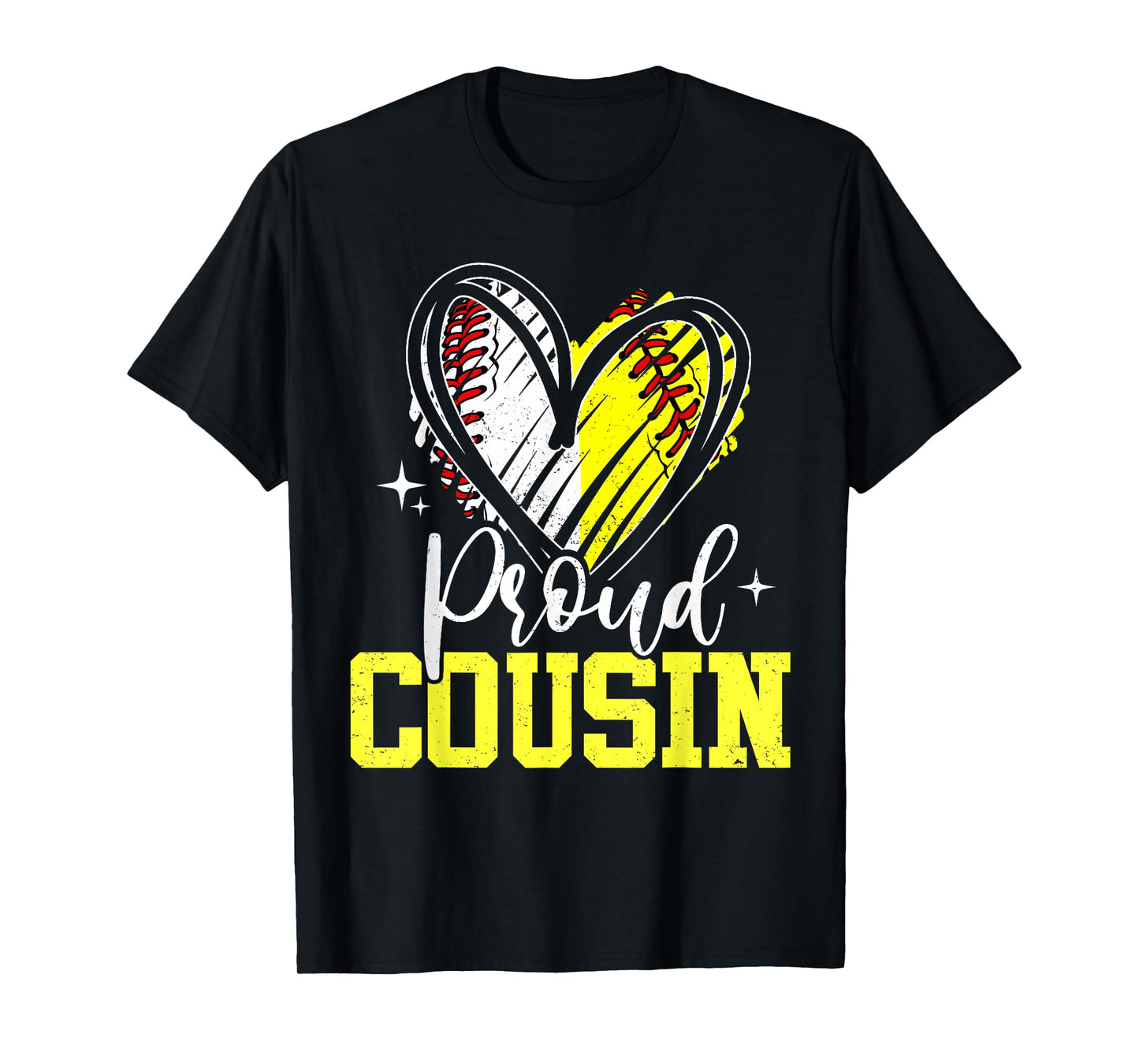 Proud Cousin Baseball Softball Heart Cousin Of Both T-Shirt