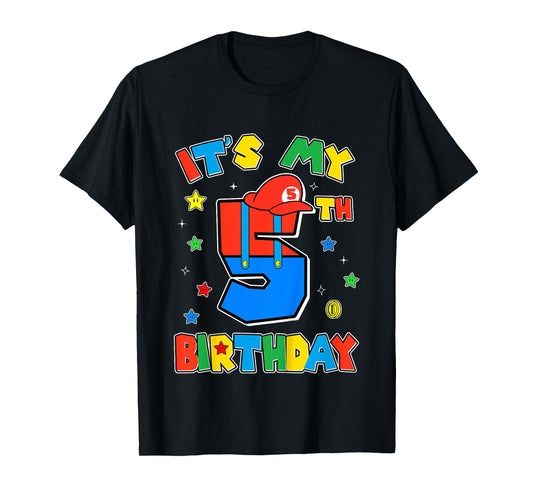 Kids 5th Birthday Boy Super Gamer Gaming Theme B-day Party Boys T-Shirt