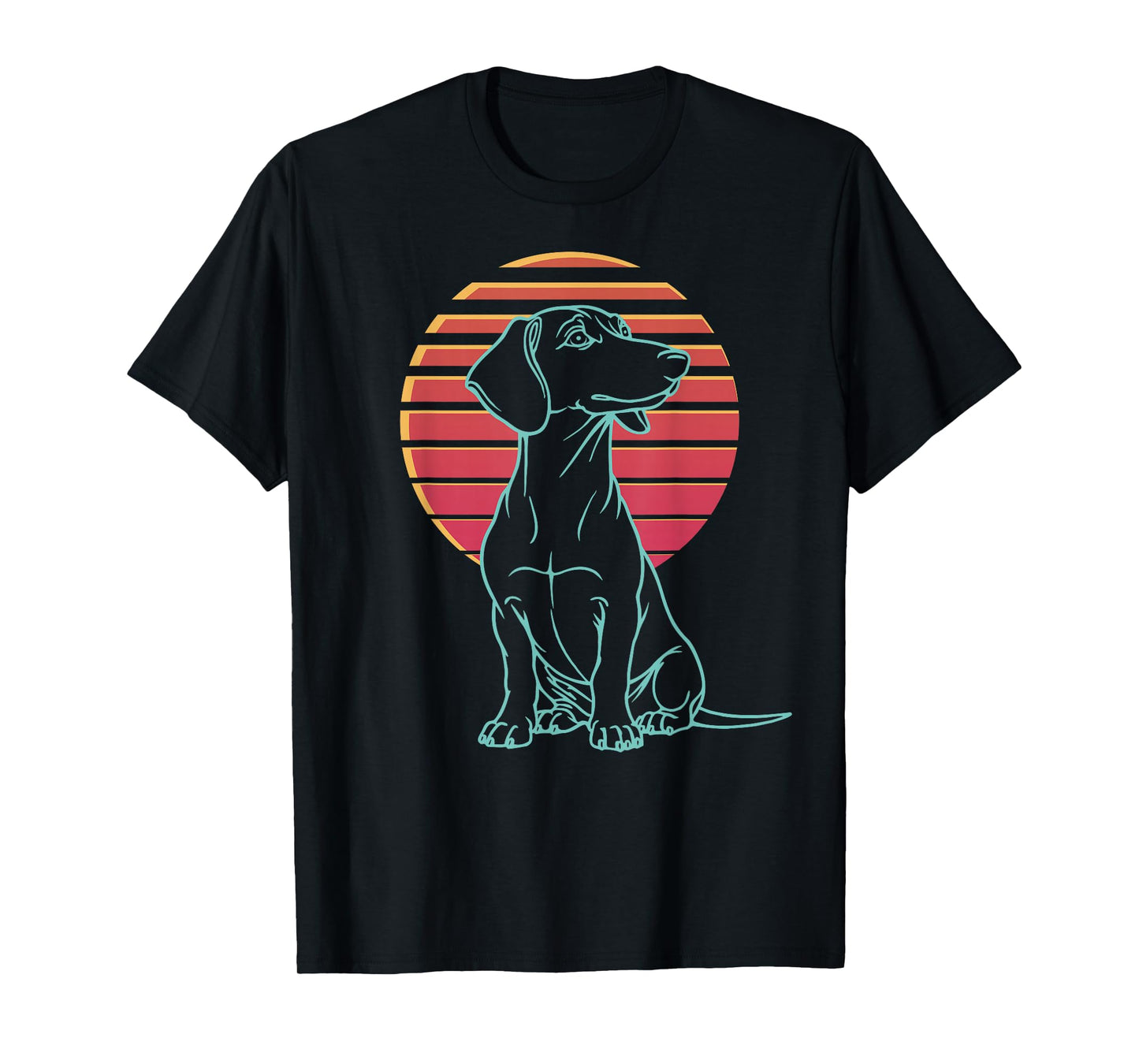 Dachshund Weiner Dog Doxie Retro Synthwave 80s T-Shirt