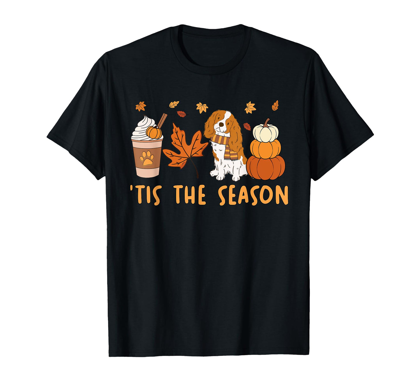 Tis The Season Cavalier King Charles Spaniel Fall Pumpkin T-Shirt