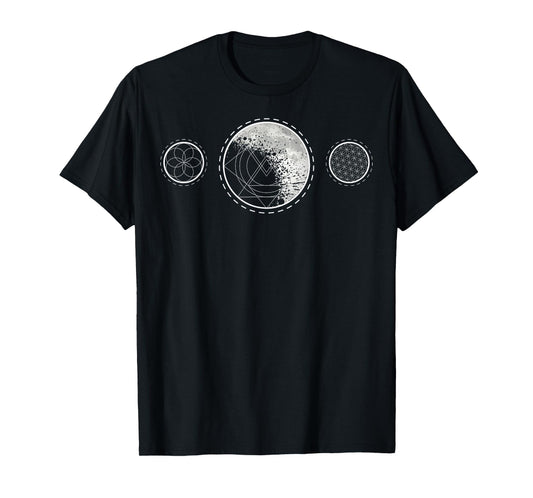 Sacred Geometry Moon for a Spiritual Zen Gothic Mandala T-Shirt