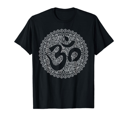Art Deco Mandala - Sanskrit OM white T-Shirt T-Shirt