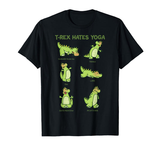 T-Rex Yoga Poses Dinosaur Mindfulness Meditation Dino Meme T-Shirt
