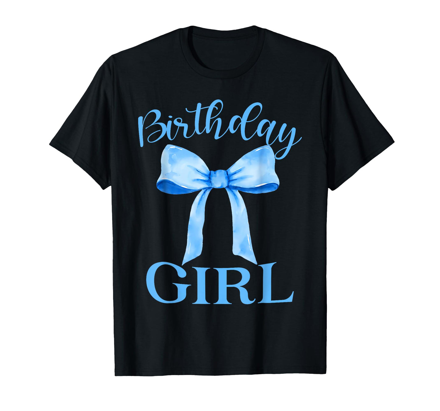 Birthday Girl Blue Coquette Bow Birthday Party Family T-Shirt