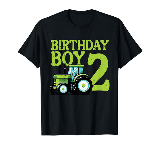 Kids Birthday Boy 2 Tractor 2nd Year Bday Farm Truck Toddler Boys T-Shirt