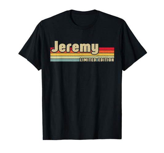 First Names Apparel Jeremy Unisex-Adults and Kids Black Small Crew Neck Short Sleeve T-Shirt Personalized Gift T-Shirts Christmas Birthday