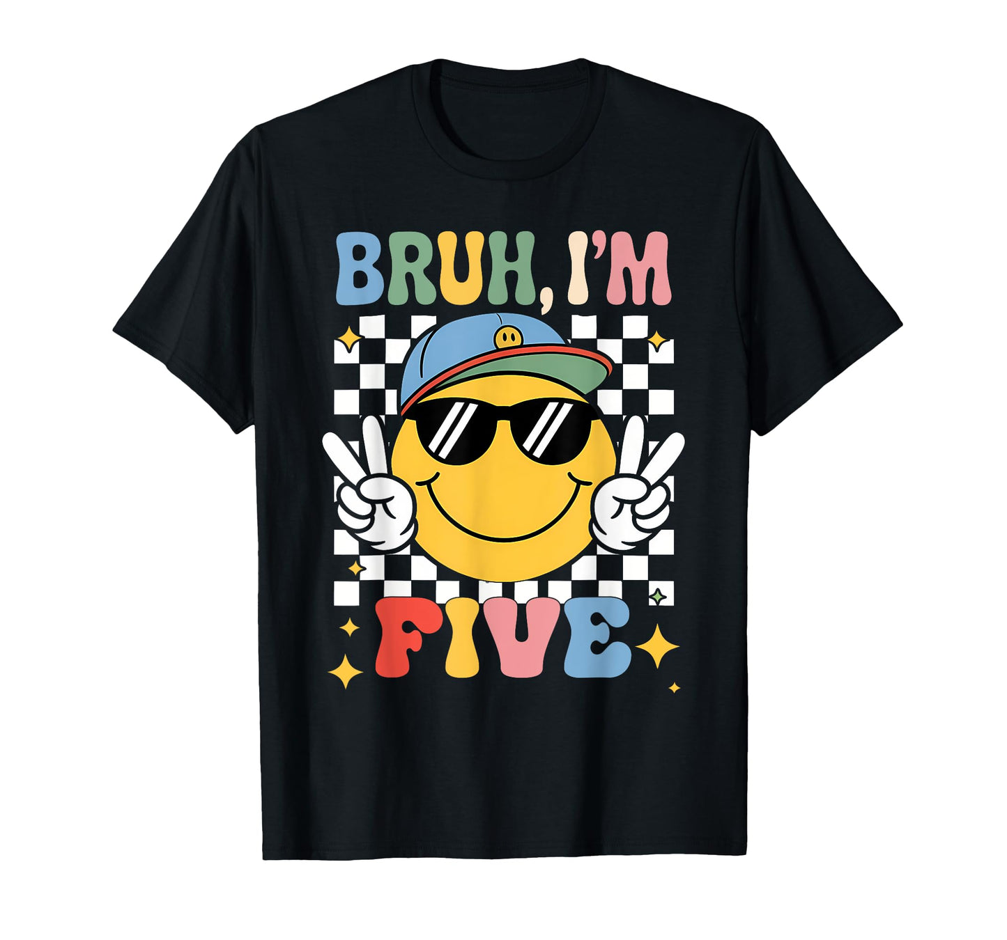 Bruh I'm Five 5 5th Birthday Groovy Boys Girls 5 Years Old T-Shirt