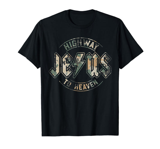 Jesus Highway to Heaven Camo Camouflage Natural T-Shirt