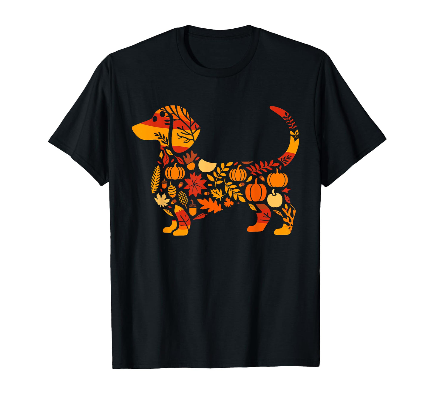 Autumn Pumpkin Fall Dachshund Thanksgiving Womens Mens Kids T-Shirt