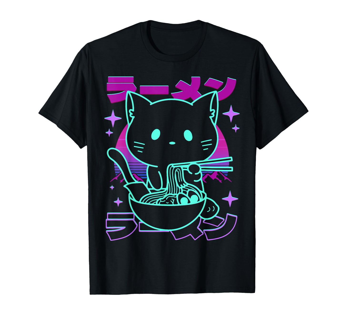 Anime Ramen Cat Retro Japanese Noodles Aesthetic Kawaii cat T-Shirt